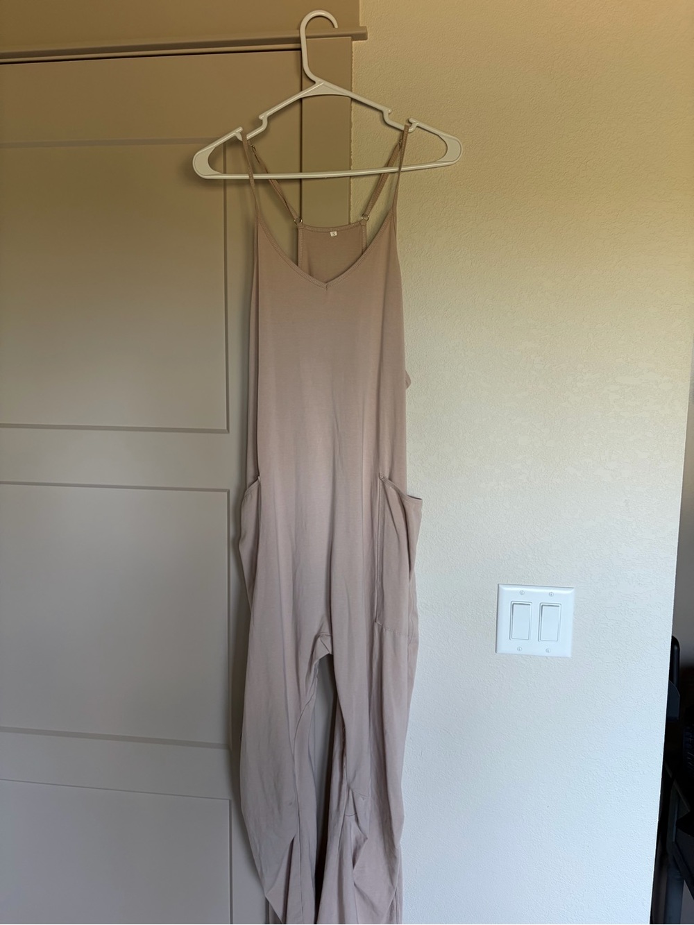 Amazon Taupe Sleeveless V-Neck Wide-Leg Jumpsuit